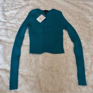 NWT Forever 21 Teal Cropped Cardigan